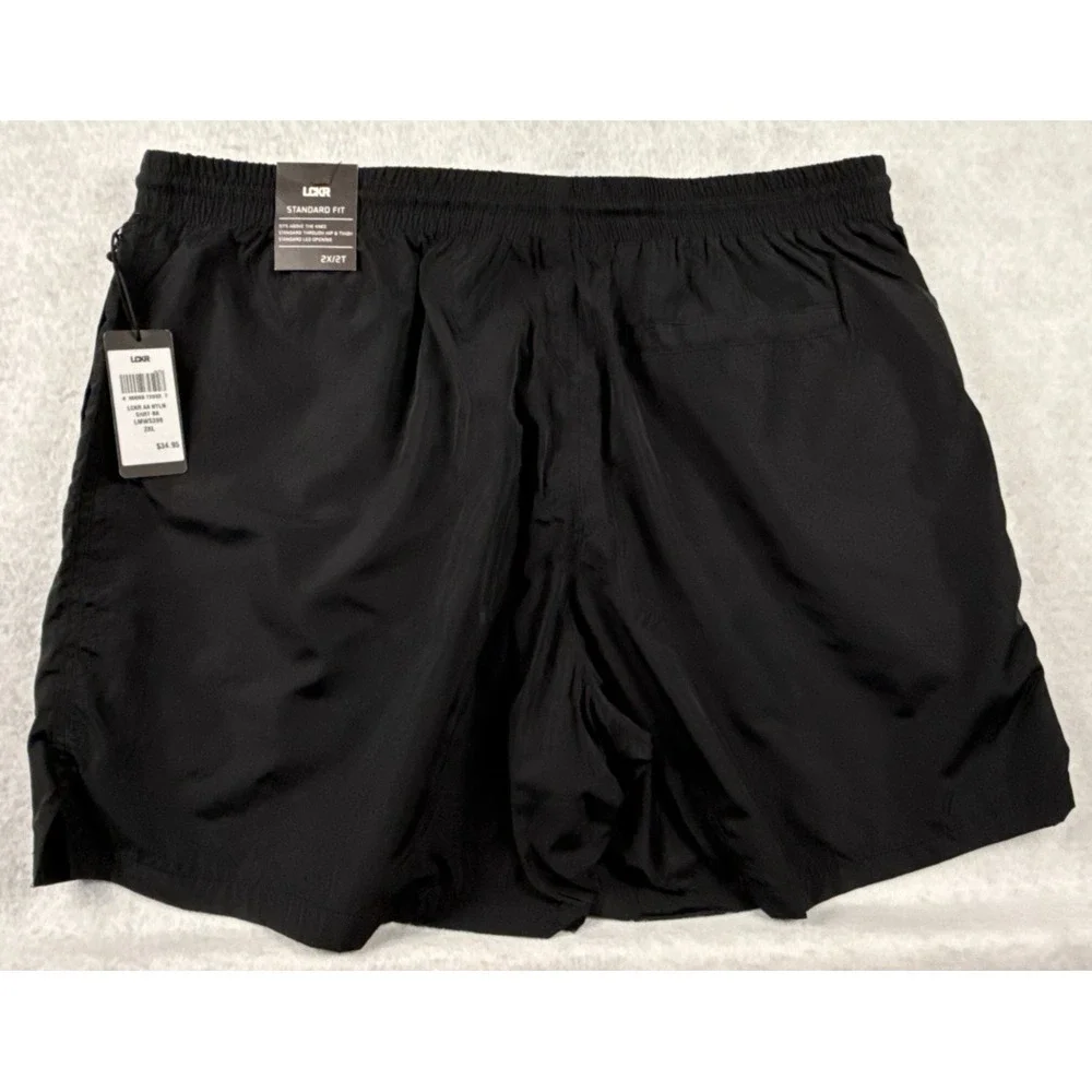 LCKR‎ Swim Trunks Men 2XL Black Lined Athletic Board Shorts Drawstring NWT